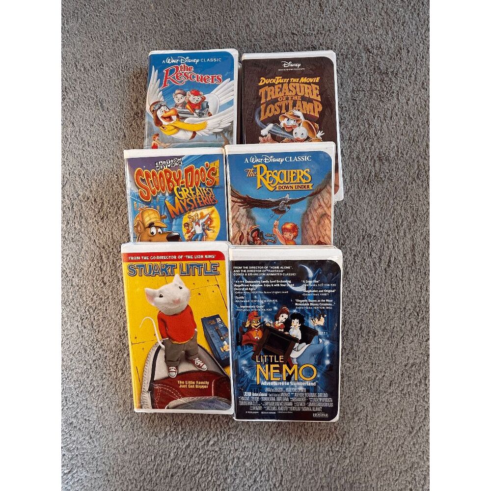Walt Disney Classics & Others Clamshell VHS Movie Lot of 6 Kids Movies, Animated